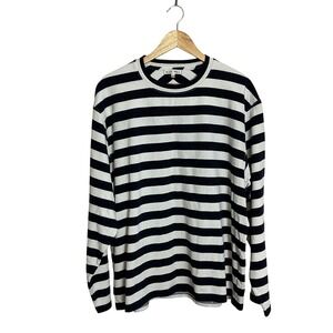 Alex Mill Mens XL Touch Down Stripe Navy White Heavyweight Slouchy Relaxed Tee